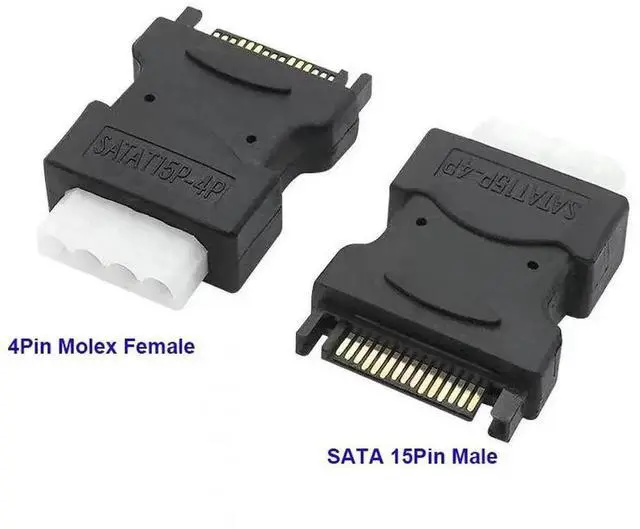 Alt view image 2 of 6 - WRIARICH 2PCS 4Pin Molex IDE to SATA 15Pin Power Adapter Cable, Male Big 4Pin to SATA Female Power Converter for HDD SSD