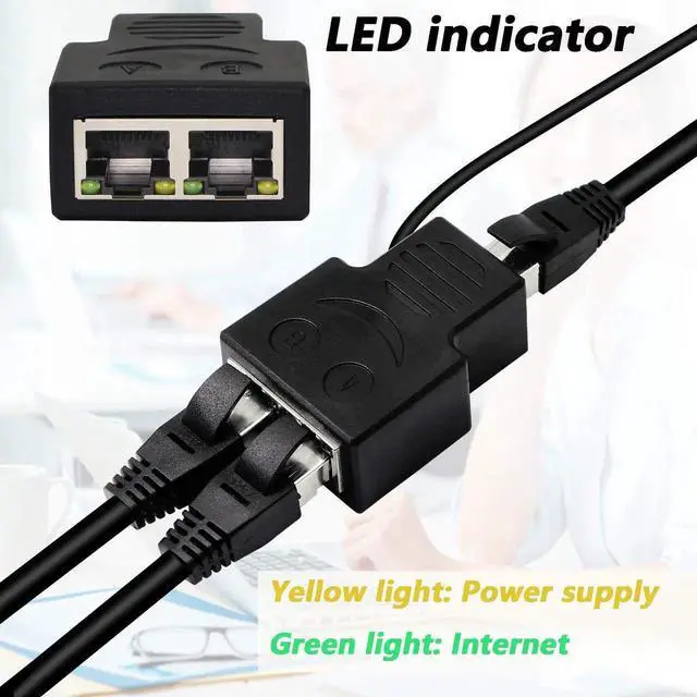 Alt view image 7 of 7 - WRIARICH 1 to 2 Port RJ45 Ethernet Splitter Adapter, 1 Female to 2 Female LAN Cable Splitter, Allow 2 Devices to Access Network Simultaneously, Compatible with Cat5 Cat5e Cat6 Ethernet Cables