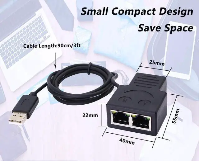 Alt view image 6 of 7 - WRIARICH 1 to 2 Port RJ45 Ethernet Splitter Adapter, 1 Female to 2 Female LAN Cable Splitter, Allow 2 Devices to Access Network Simultaneously, Compatible with Cat5 Cat5e Cat6 Ethernet Cables