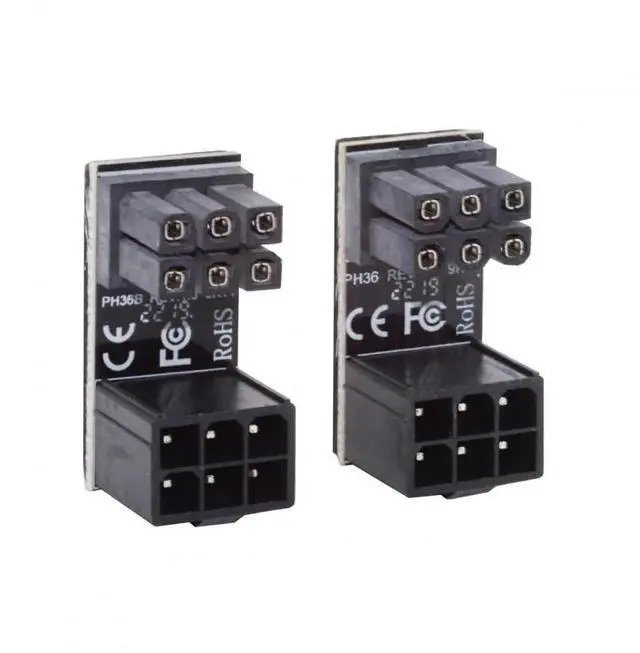 Main image of WRIARICH 2 Pack 360° Adjustable ATX 6Pin Male to Female GPU Power Angle Adapter, 12V Graphics Card Power Connector