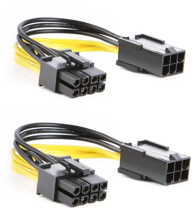 Main image of WRIARICH 2 Pack 4 Inch (10cm) PCIe 6Pin to 8Pin (6+2) GPU Power Adapter Extension Cable