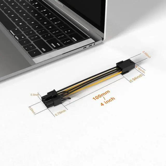 Alt view image 4 of 7 - WRIARICH 2 Pack 4 Inch (10cm) PCIe 6Pin to 8Pin (6+2) GPU Power Adapter Extension Cable