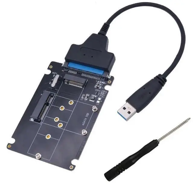 Alt view image 2 of 3 - WRIARICH 2 in 1 M.2 NGFF/mSATA to SATA 3.0 USB 3.0 Adapter, SSD to 2.5" SATA Hard Drive Converter for PC Laptop