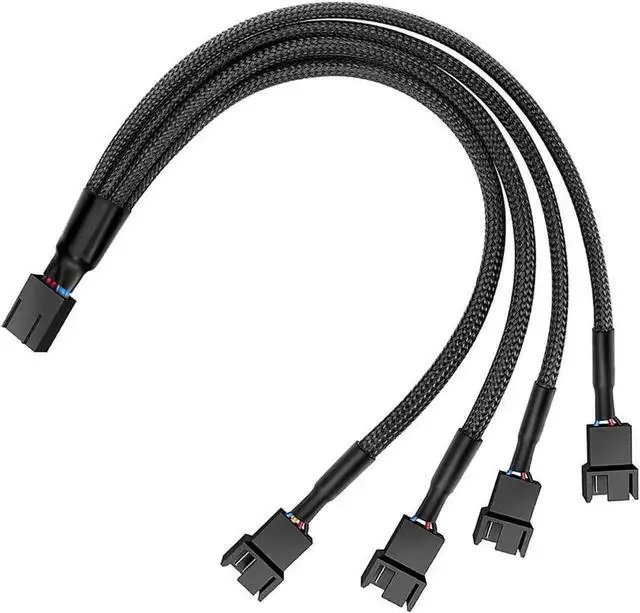 Alt view image 7 of 7 - WRIARICH 2-Pack 10 Inch Sleeved 4-Pin PWM Fan 1-to-4 Y Splitter Cable, Motherboard CPU Fan Header 1 to 4 Port Internal Extension Adapter for Chassis Cooling Fans