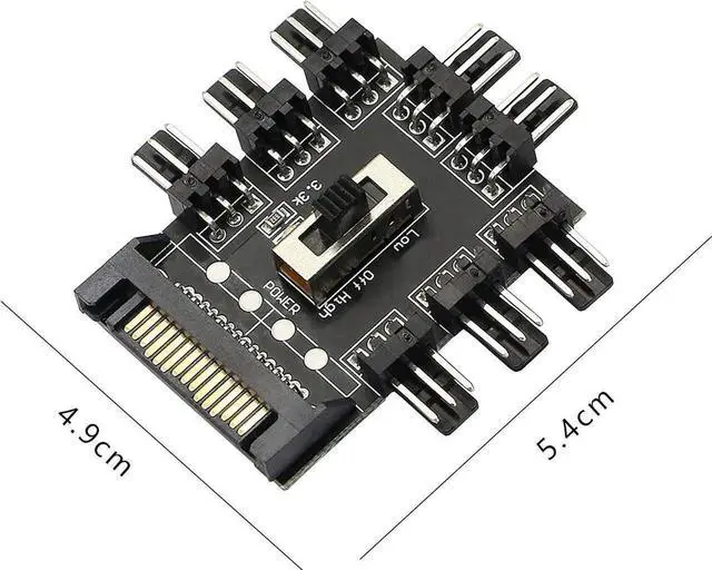 Alt view image 3 of 7 - WRIARICH SATA Powered 1-to-8 PC Fan Hub, 12V 3Pin Fan Splitter Controller Hub Compatible with Desktop Chassis Cooling Fans