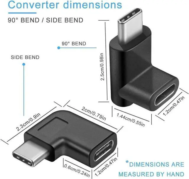 Alt view image 4 of 6 - WRIARICH 2 Pack 90 Degree USB C Adapter, Guamar USB 3.1 Type C Male to Female Angled Connector, Right/Left/Up/Down Elbow Extender for MacBook Pro/Air, Laptop, Tablet, Android Phone