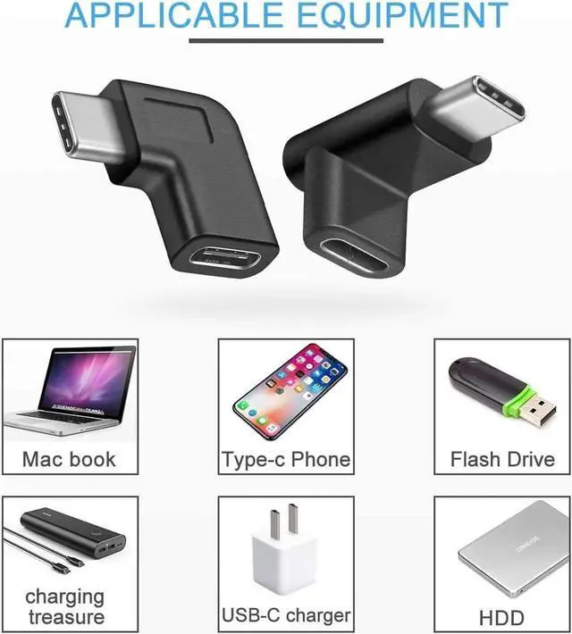 Alt view image 3 of 6 - WRIARICH 2 Pack 90 Degree USB C Adapter, Guamar USB 3.1 Type C Male to Female Angled Connector, Right/Left/Up/Down Elbow Extender for MacBook Pro/Air, Laptop, Tablet, Android Phone
