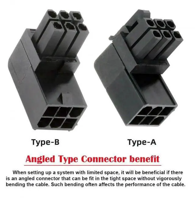 Alt view image 2 of 7 - WRIARICH 2 Pack 90° Up/Down Angled ATX 6Pin Male to Female GPU Power Adapter Connector