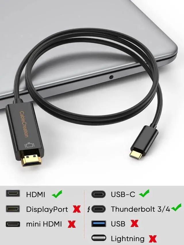 Alt view image 7 of 7 - WRIARICH 3FT USB-C Male to Male HDMI Cable, Thunderbolt 3/4 Compatible, 4K@30Hz Black Cord for Galaxy S24/S24 Ultra/S24+, MacBook Pro/Air M1, iPad Pro