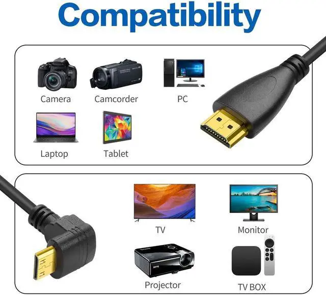 Alt view image 5 of 7 - WRIARICH Down Angle 90 Degree Coiled Mini HDMI to HDMI Cable, Retractable Stretch Mini HDMI Male to Standard HDMI Male Cord for DSLR, Camcorder, Camera, Portable Field Monitor