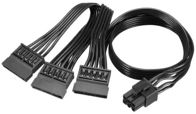 Main image of WRIARICH 20-inch 6Pin Male to 3×15Pin SATA Female Modular PSU Power Cable, Compatible with Seasonic & Antec Modular Power Supplies