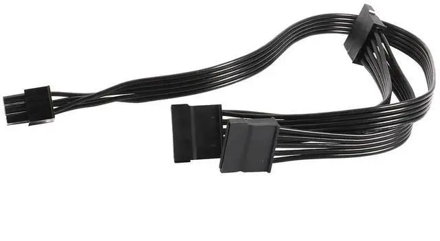 Alt view image 2 of 3 - WRIARICH 20-inch 6Pin Male to 3×15Pin SATA Female Modular PSU Power Cable, Compatible with Seasonic & Antec Modular Power Supplies