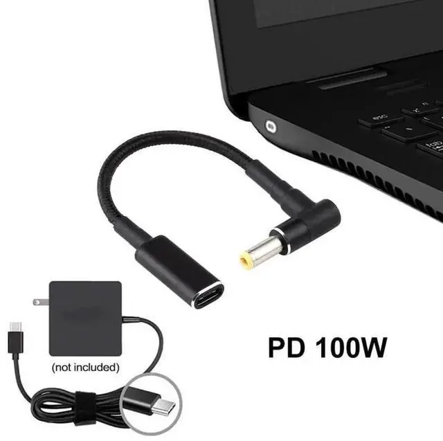 Alt view image 4 of 5 - WRIARICH Right Angle DC 5.5×2.5mm to USB-C PD 100W Nylon Braided Power Cable | Fixed 18.5V~20V Trigger Adapter Cord