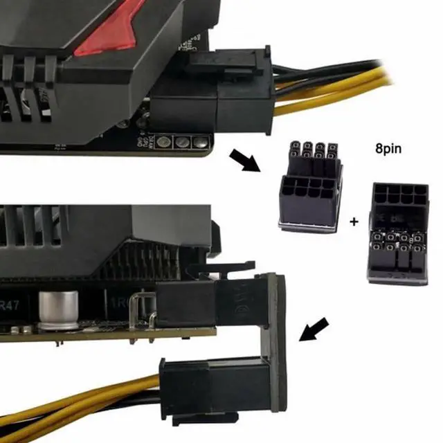 Alt view image 3 of 6 - WRIARICH 2 Pack 360° Rotatable Up/Down Angled ATX 8Pin Male to Female 12V GPU Power Adapter Connector