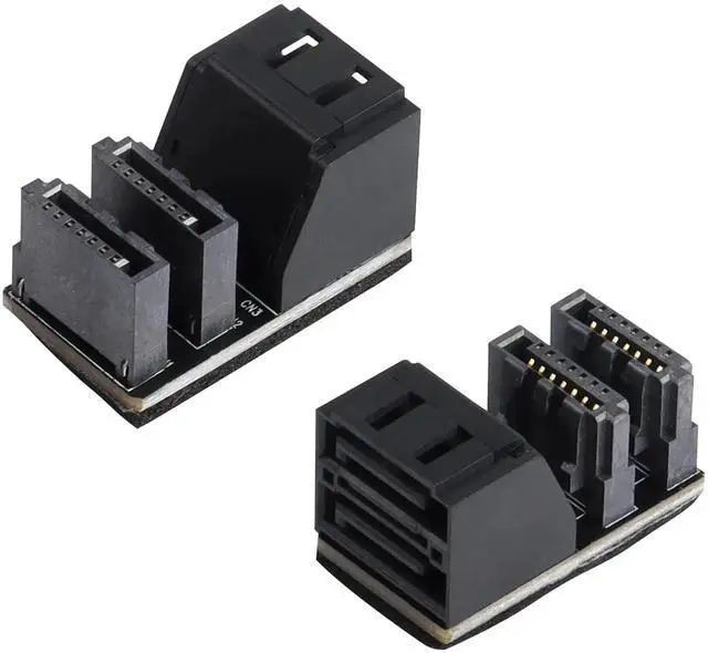 Main image of WRIARICH 2-Pack 90 Degree Dual SATA 7Pin Male to Dual Female Adapter for Low Profile PC Motherboard