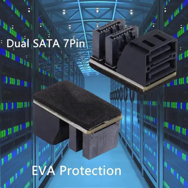 Alt view image 4 of 7 - WRIARICH 2-Pack 90 Degree Dual SATA 7Pin Male to Dual Female Adapter for Low Profile PC Motherboard