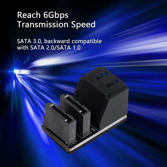 Alt view image 6 of 7 - WRIARICH 2-Pack 90 Degree Dual SATA 7Pin Male to Dual Female Adapter for Low Profile PC Motherboard