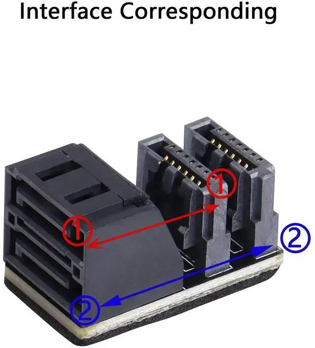 Alt view image 5 of 7 - WRIARICH 2-Pack 90 Degree Dual SATA 7Pin Male to Dual Female Adapter for Low Profile PC Motherboard