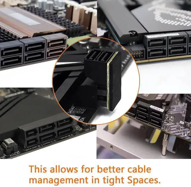 Alt view image 7 of 7 - WRIARICH 2-Pack 90 Degree Dual SATA 7Pin Male to Dual Female Adapter for Low Profile PC Motherboard