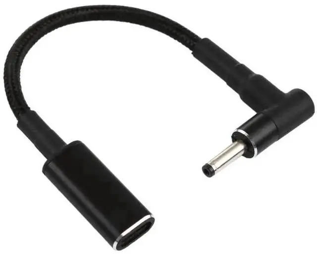 Main image of WRIARICH Right Angle 3.0×1.0mm DC to USB-C PD 100W Nylon Braided Power Cable|18.5V~20V Trigger Converter Cord