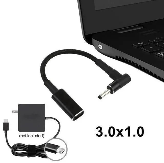Alt view image 3 of 5 - WRIARICH Right Angle 3.0×1.0mm DC to USB-C PD 100W Nylon Braided Power Cable|18.5V~20V Trigger Converter Cord