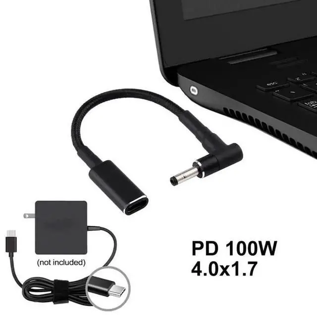 Alt view image 5 of 5 - WRIARICH PD 100W Right Angle 4.0×1.35mm DC to USB-C Nylon Braided Power Cable, 18.5V~20V Fixed Voltage Trigger Cord