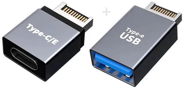 Main image of WRIARICH 2PCS USB 3.1 Type-E Male to USB-A + USB-C Dual Port Motherboard Front Panel Extension Adapter