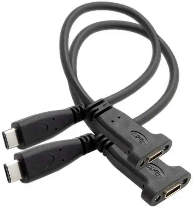 Main image of WRIARICH 2 Pack 0.2M Panel Mount USB3.1 Gen2 Type-C Male to Female Extension Cable | 10Gbps Data & Fast Charging Cord