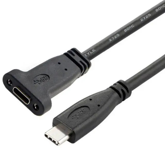 Alt view image 7 of 7 - WRIARICH 2 Pack 0.2M Panel Mount USB3.1 Gen2 Type-C Male to Female Extension Cable | 10Gbps Data & Fast Charging Cord