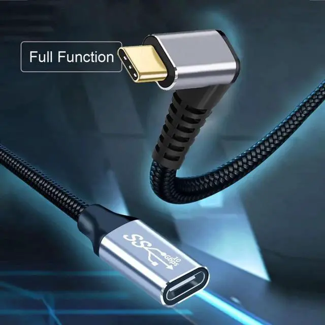 Alt view image 2 of 6 - WRIARICH 2.0M Up 90° Angled USB-C Male to Female Extension Cable | USB3.1 Gen2 10Gbps & 100W PD Fast Charge with Protective Sleeve