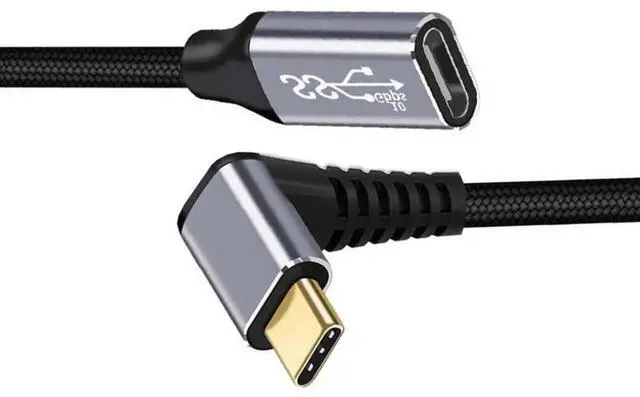Main image of WRIARICH 2.0M Up 90° Angled USB-C Male to Female Extension Cable | USB3.1 Gen2 10Gbps & 100W PD Fast Charge with Protective Sleeve
