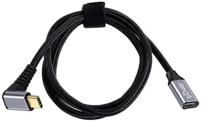 Alt view image 6 of 6 - WRIARICH 2.0M Up 90° Angled USB-C Male to Female Extension Cable | USB3.1 Gen2 10Gbps & 100W PD Fast Charge with Protective Sleeve