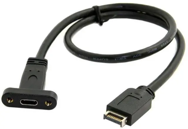 Main image of WRIARICH 40cm Type-E Key-A Header to Panel Mount USB-C Female Extension Cable | USB3.2 Gen2 10Gbps Front Panel Adapter Cord