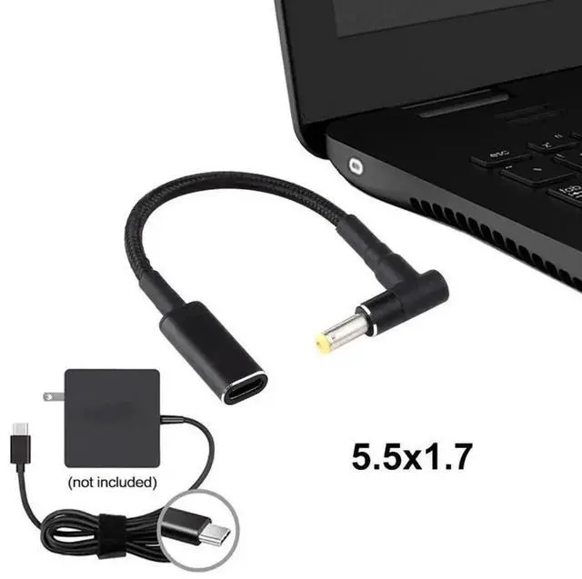 Alt view image 4 of 5 - WRIARICH Right Angle DC 4.8×1.7mm to USB-C PD 100W Nylon Braided Power Cable | 18.5V~20V Fixed Voltage Trigger Cord