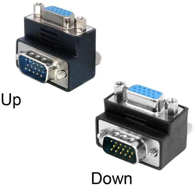 Alt view image 3 of 6 - WRIARICH 2 Pack 90 Degree Angled VGA Gender Changer, HDB15Pin SVGA Male to Female Right Angle Adapter for Monitor Projector Graphics Card