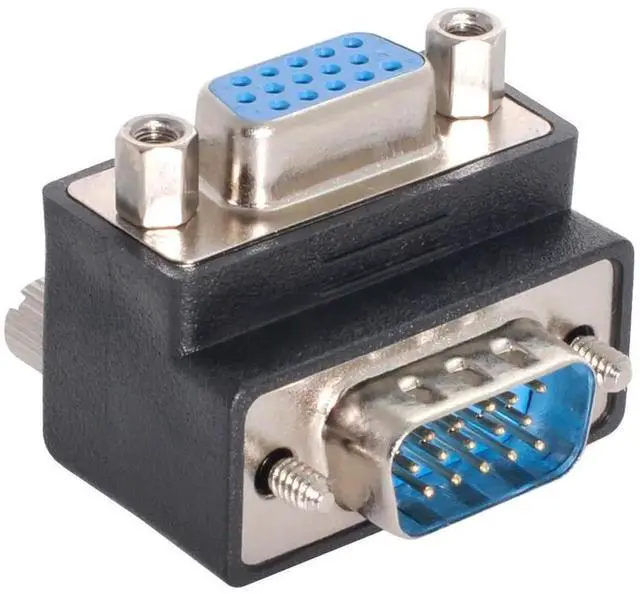 Alt view image 4 of 6 - WRIARICH 2 Pack 90 Degree Angled VGA Gender Changer, HDB15Pin SVGA Male to Female Right Angle Adapter for Monitor Projector Graphics Card