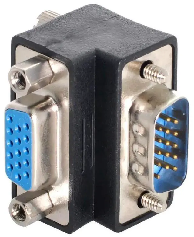 Alt view image 6 of 6 - WRIARICH 2 Pack 90 Degree Angled VGA Gender Changer, HDB15Pin SVGA Male to Female Right Angle Adapter for Monitor Projector Graphics Card