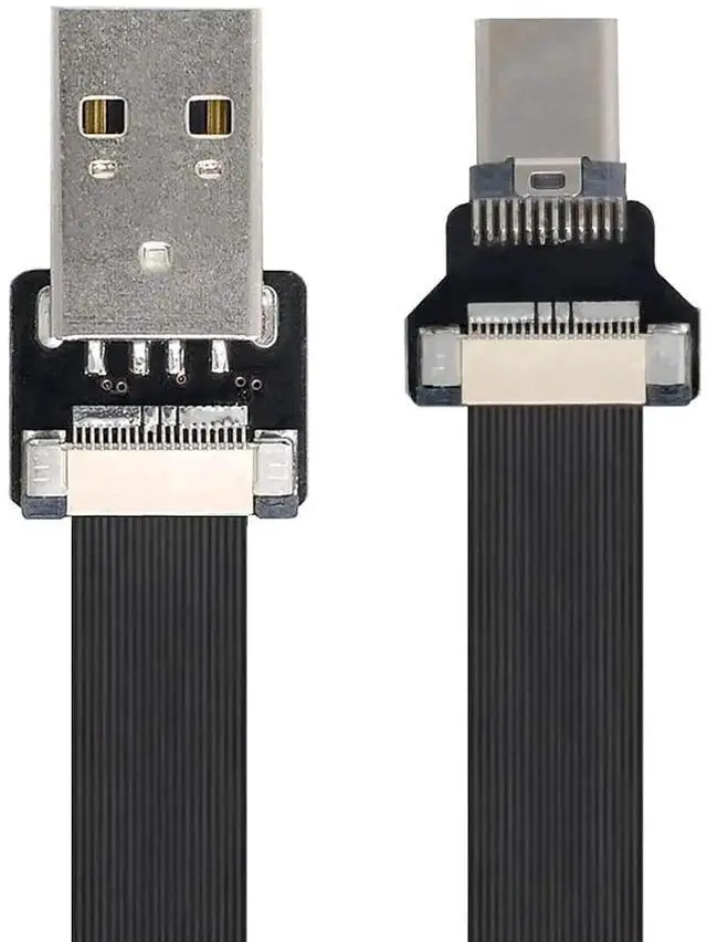 Alt view image 12 of 14 - 0.5M Ultra Thin Flat Ribbon USB2.0 A Male to USB-C Male Flex Extension Cable