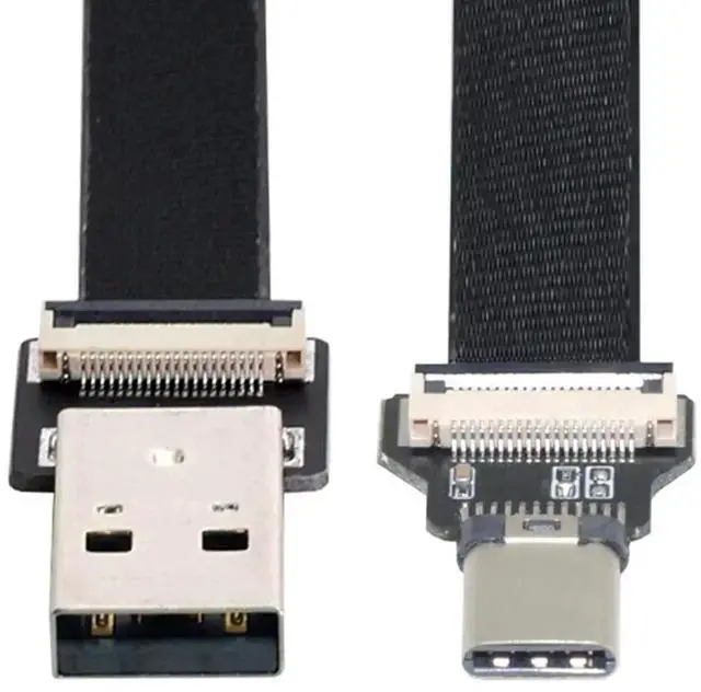 Alt view image 10 of 14 - 0.5M Ultra Thin Flat Ribbon USB2.0 A Male to USB-C Male Flex Extension Cable
