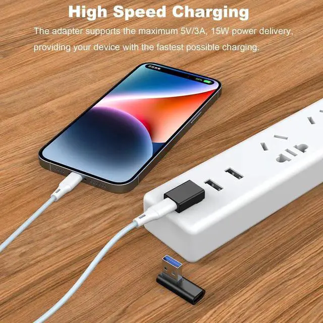 Alt view image 3 of 6 - WRIARICH 4 Pack 90 Degree USB A Male to USB C Female Adapter, Up/Down Left/Right Angle Type C Elbow Converter Black Compatible with Laptop PC USB Charger Power Bank All USB-C Devices