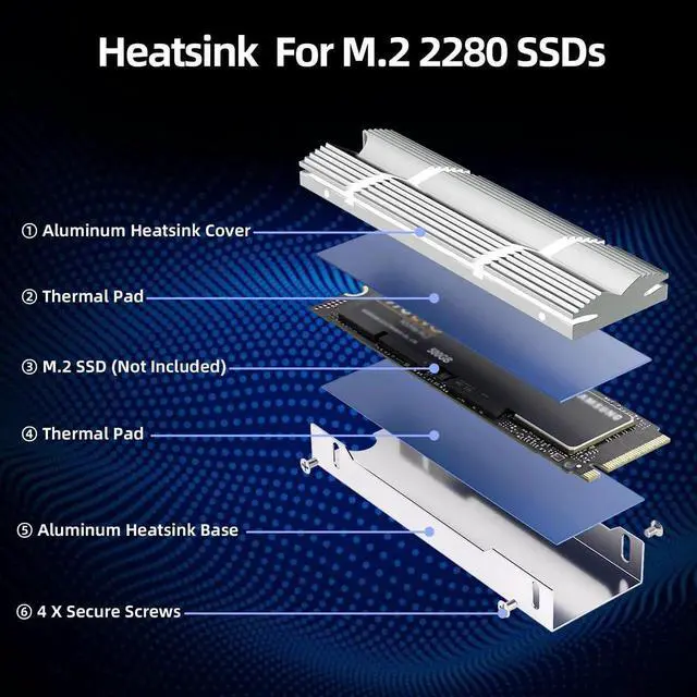 Alt view image 3 of 7 - WRIARICH Silver Aluminum Double-Sided M.2 2280 SSD Heatsink with Thermal Pads, Cooling Radiator for PC & PS5 NVMe PCIe M.2 SSD