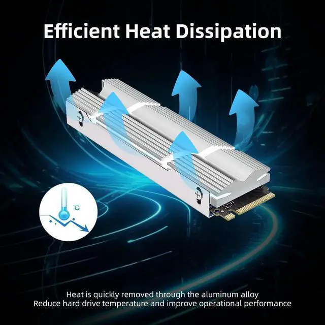 Alt view image 5 of 7 - WRIARICH Silver Aluminum Double-Sided M.2 2280 SSD Heatsink with Thermal Pads, Cooling Radiator for PC & PS5 NVMe PCIe M.2 SSD