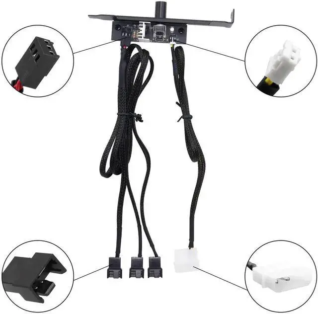 Alt view image 4 of 7 - WRIARICH 12V 3-Channel PC Fan Speed Controller Hub with Manual Knob, IDE 4-Pin Powered, Supports 3Pin/4Pin PWM CPU & Chassis Cooling Fans