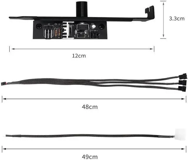 Alt view image 6 of 7 - WRIARICH 12V 3-Channel PC Fan Speed Controller Hub with Manual Knob, IDE 4-Pin Powered, Supports 3Pin/4Pin PWM CPU & Chassis Cooling Fans