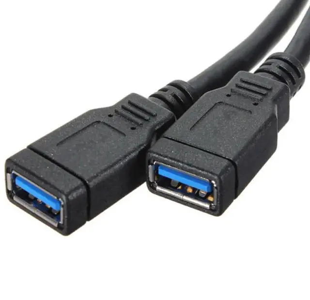 Alt view image 3 of 7 - WRIARICH 20CM USB3.0 19/20Pin Motherboard Header Male to Dual USB3.0 Female Y-Splitter Extension Cable