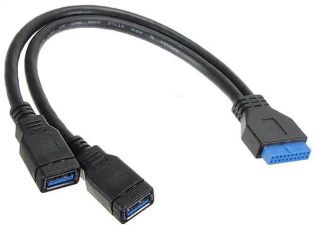 Alt view image 6 of 7 - WRIARICH 20CM USB3.0 19/20Pin Motherboard Header Male to Dual USB3.0 Female Y-Splitter Extension Cable