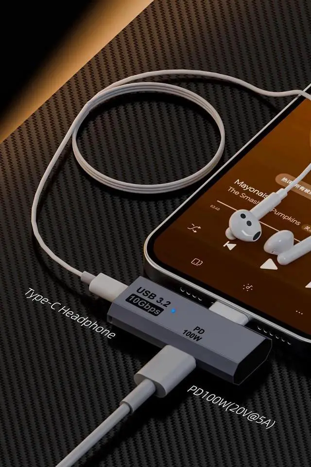 Alt view image 3 of 6 - WRIARICH 2-in-1 USB C Splitter, Grey Dual Type C Audio & 100W Charging Dongle for iPhone 15/16, iPad, Steam Deck, Rog Ally, No Video Transmission
