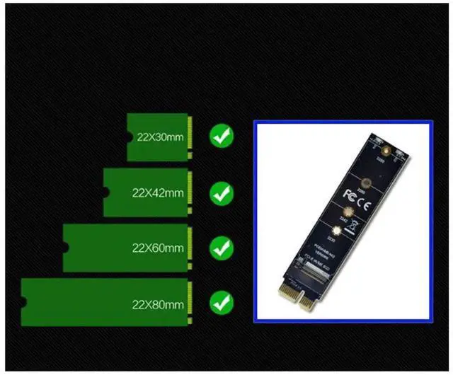 Alt view image 3 of 7 - WRIARICH PCIe 3.0 X1 to M.2 M-Key NVMe SSD Adapter Card with Black Heatsink, Full Speed Support, Fits 2230/2242/2260/2280 NGFF SSD