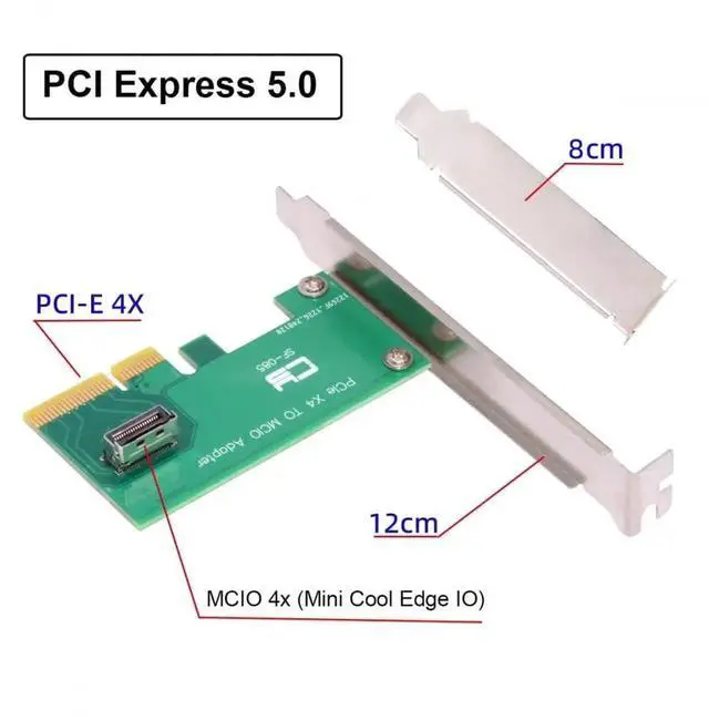Alt view image 4 of 7 - WRIARICH PCIe 5.0 4.0 x4 to MCIO Mini Cool Edge IO Female Host Adapter, Compatible with NVMe U.2 SSD