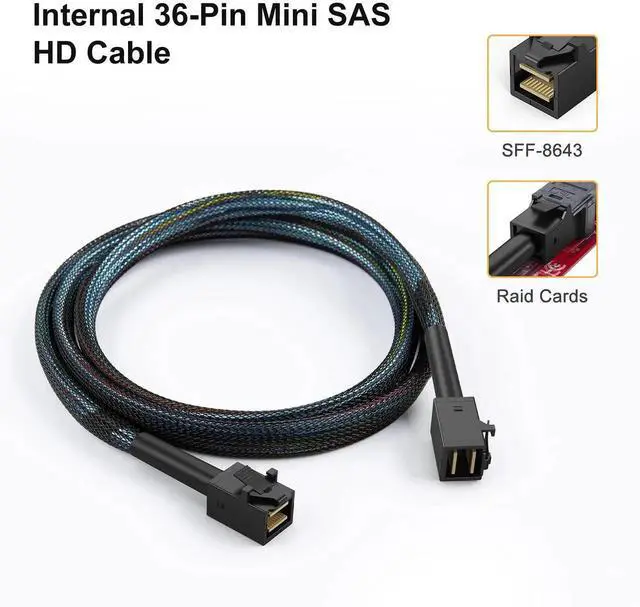 Alt view image 5 of 7 - WRIARICH 3.3FT/1M Internal Mini SAS HD Cable SFF-8643 Male to Male, 12Gbps High Speed SAS Wire for Server RAID Controller, NVMe Storage Backplane & NAS Hard Drive Array
